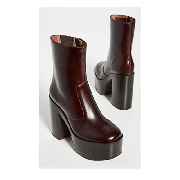 NWOB Jeffrey Campbell Mexique Mid Calf Brown Black Platform Heel Boots Size 9 - Picture 3 of 8